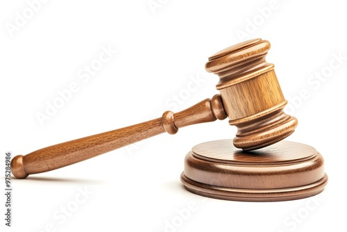 Wooden Gavel on White Background   Justice  Law  Court  Auction  Decision  Judgement   Symbol  Legal  Lawful   Authority   Judge   Justice   Law   Cou photo