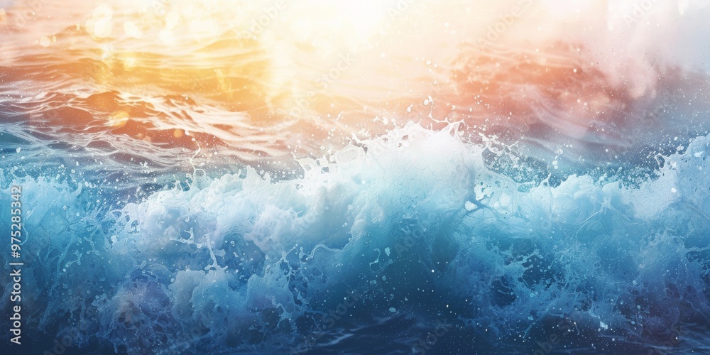 Bright and dynamic abstract background featuring sea waves with splashes in a modern and elegant design Bright and dynamic abstract background featuring sea waves with splashes in a modern and elegant design