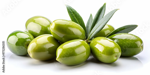 Wallpaper Mural Green olives fruits isolated on white background cutout, green olives, fruits, isolated, white background, healthy Torontodigital.ca