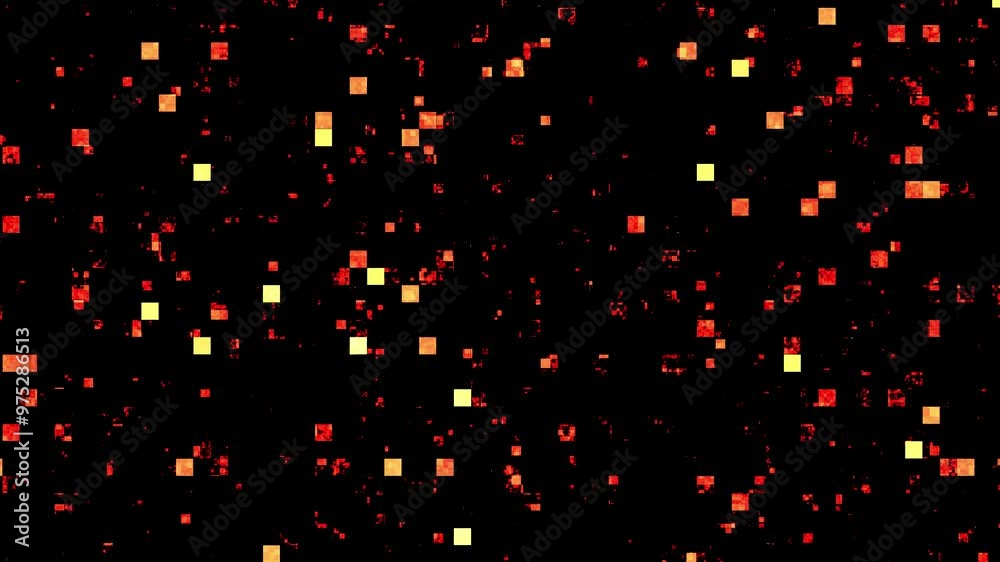 orange square block background, technology digital mosaic grid shape loop animation background