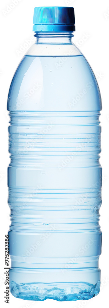 Fototapeta premium PNG Blue plastic water bottle white background refreshment drinkware.