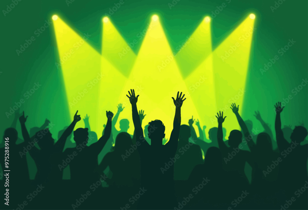 Silhouettes of a Crowd Under Green Lights Silhouettes of a Crowd Under Green Lights
