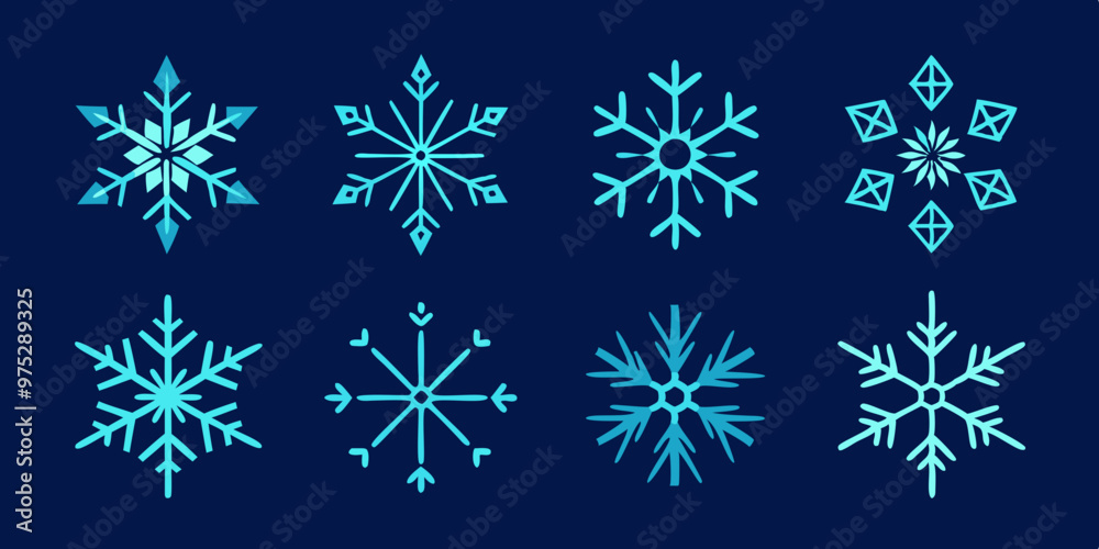 set of snowflakes set of snowflakes