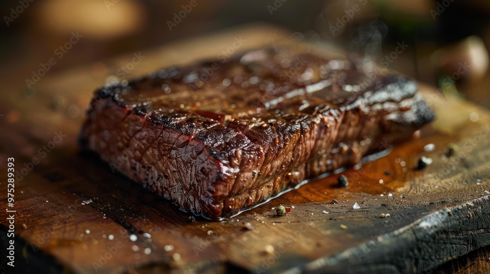 Tasty steak cooking over a flame, ready to be served. Tasty steak cooking over a flame, ready to be served.