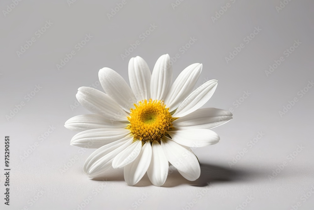 a white flower with yellow center on a gray background a white flower with yellow center on a gray background