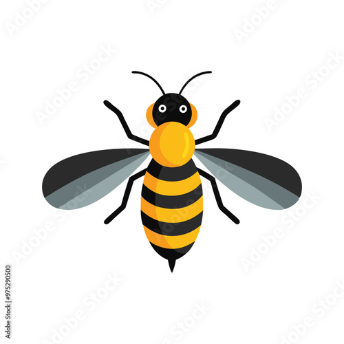 Minimal illustration Hoverfly insect isolated flat vector illustration white background.