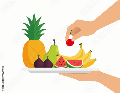 Hand Picking Fresh Fruit Platter