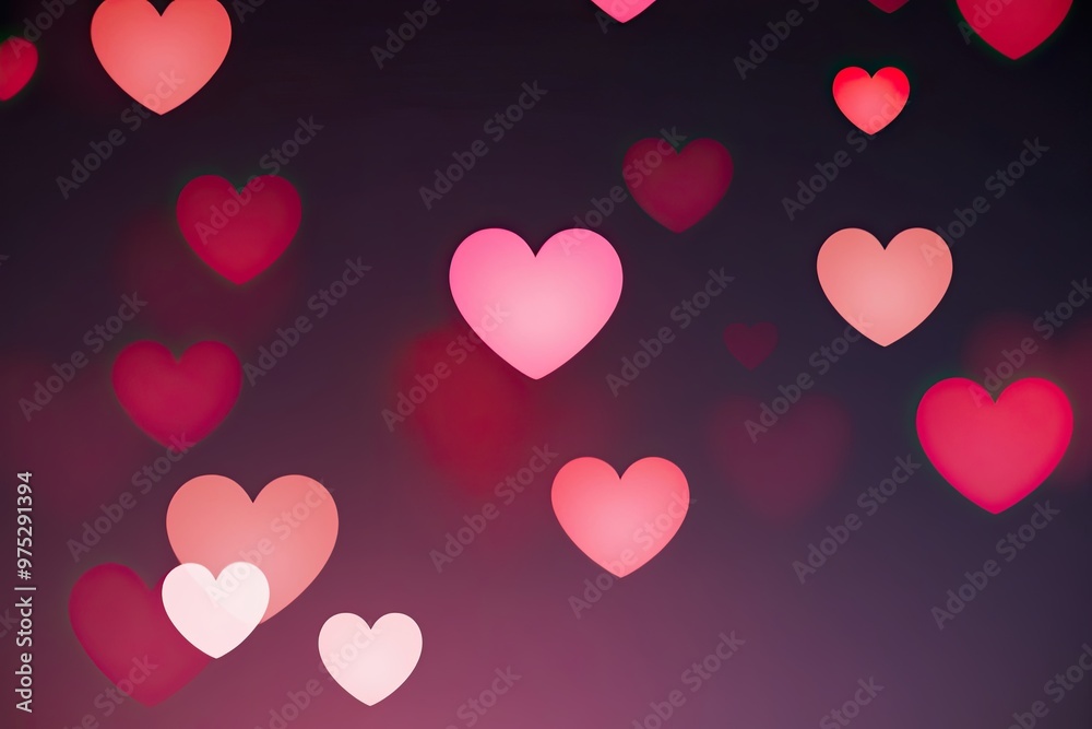 Romantic Bokeh Hearts Dark Gradient Background for Celebrations