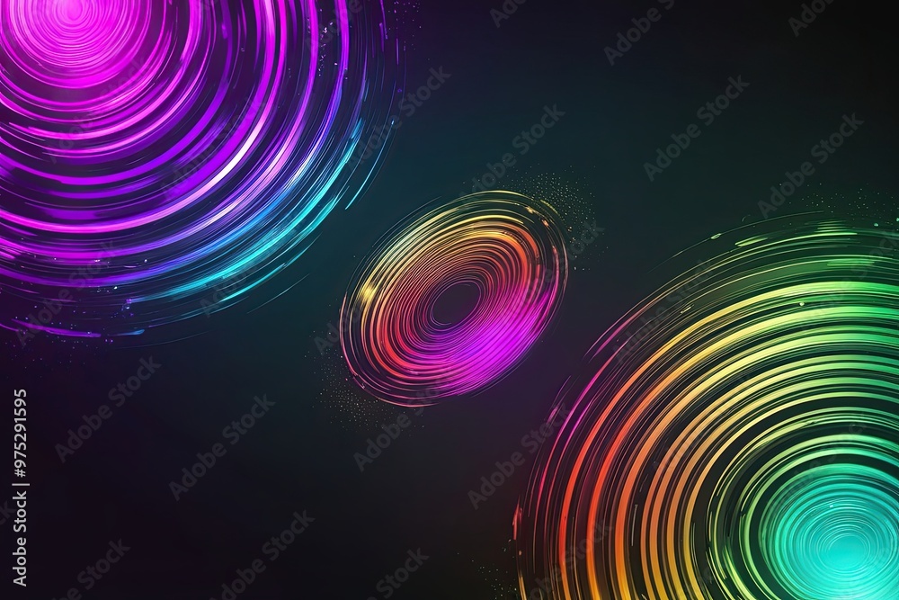 Vibrant Neon Gradient Swirl Retro 80s 90s Dark Background Design for Electric Night Party Vibe
