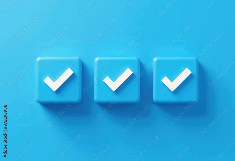 3D Blue Checkmarks on Blue Background 3D Blue Checkmarks on Blue Background