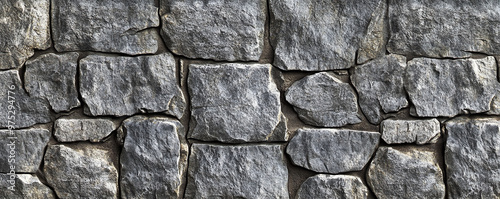 Photo of a seamless pattern with a grey stone wall texture for a design background