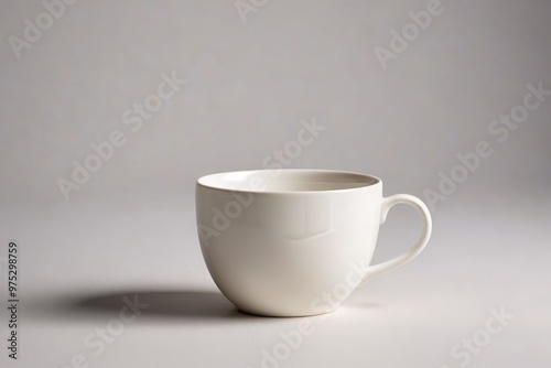 a white cup on a grey background 