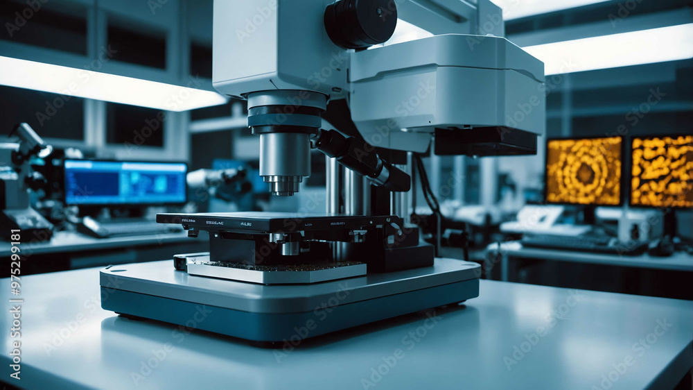 Fototapeta premium Modern research lab with digital microscopes and automated sample handling