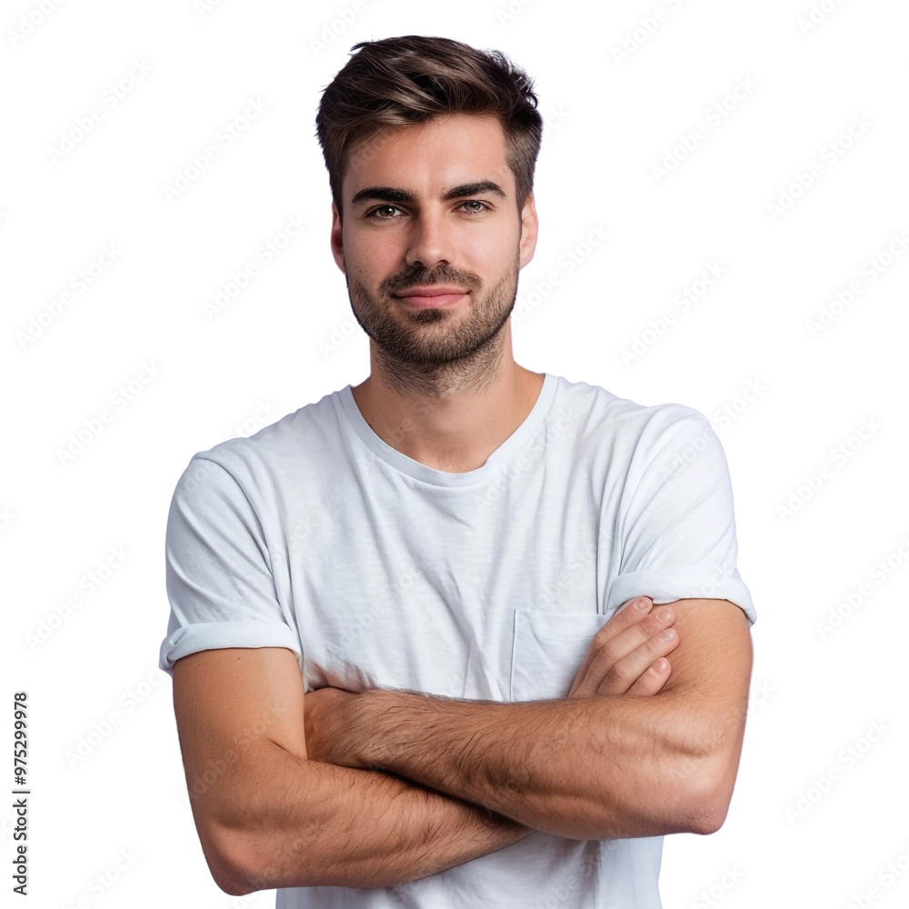 Fototapeta premium Confident Man in White T-shirt