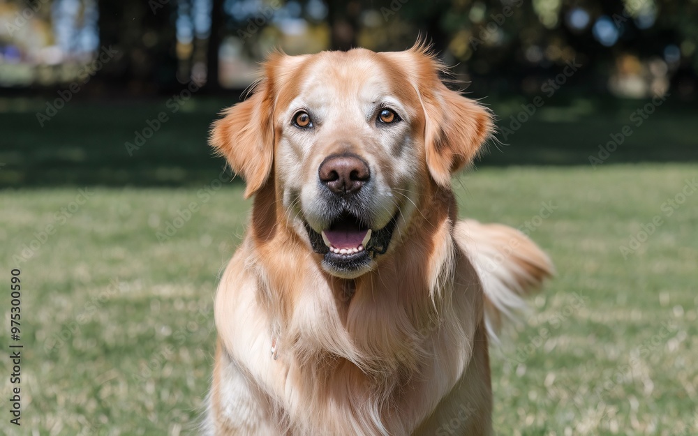 Golden Retriever dog enjoying outdoors with running. Golden Retriever dog enjoying outdoors with running.