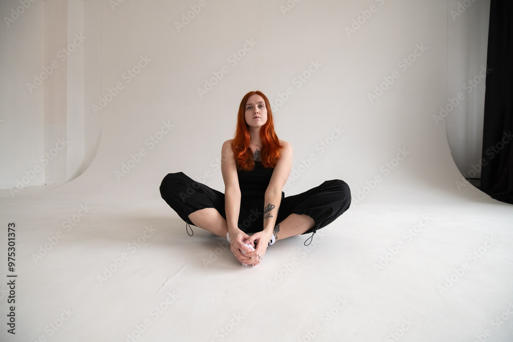Portrait of a beautiful young red-haired girl in a studio. Portrait of a beautiful young red-haired girl in a studio.