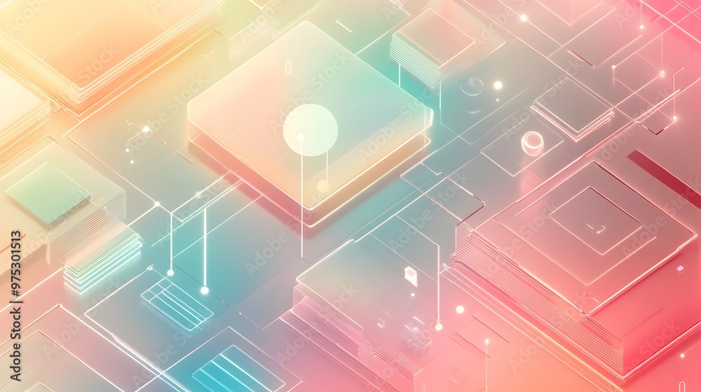 Fototapeta premium Tech elements delicately placed on a soft muted gradient background