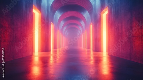 Neon Hallway with glowing lights