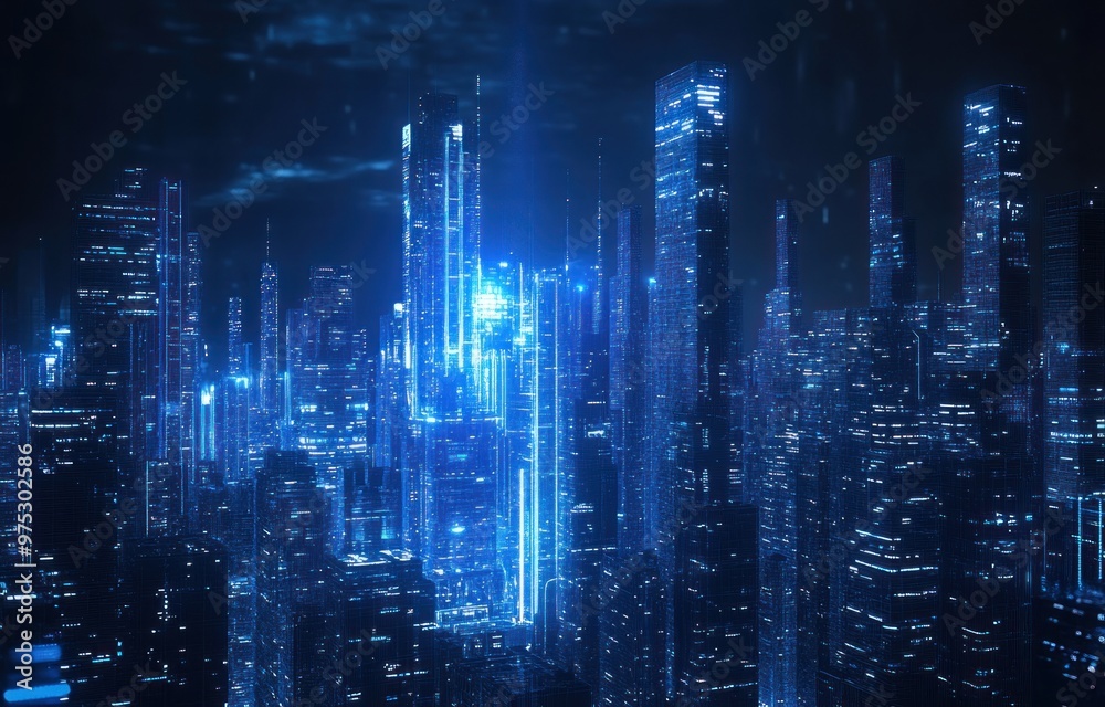 Cyberpunk Cityscape - A Digital Metropolis at Night Cyberpunk Cityscape - A Digital Metropolis at Night
