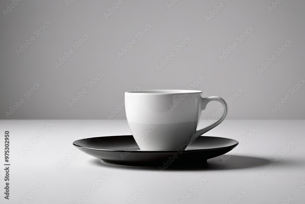a cup and saucer on a white table a cup and saucer on a white table