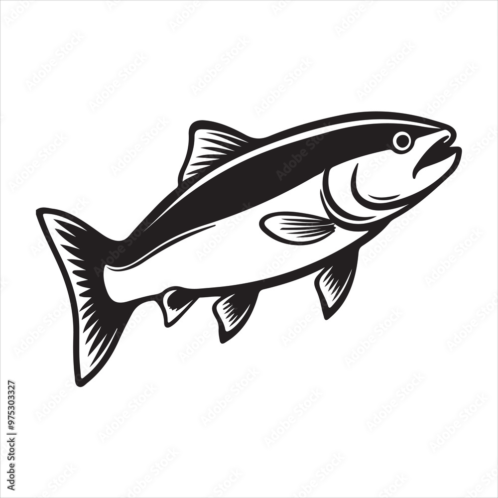 Salmon fish silhouette vector art illustration. Salmon fish silhouette vector art illustration.