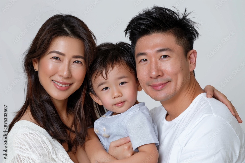 Asian family studio photo with copy space Asian family studio photo with copy space