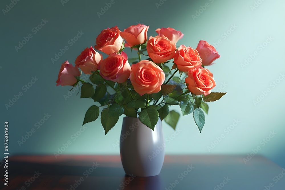 Beautiful Bouquet of Pink Roses in Vase Beautiful Bouquet of Pink Roses in Vase