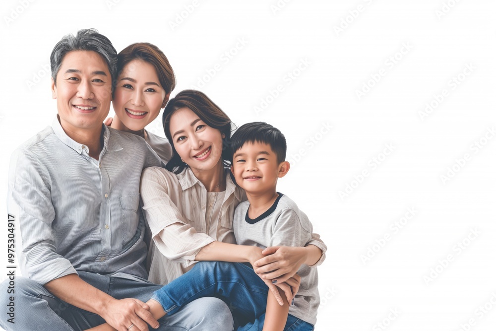 Asian family studio photo with copy space Asian family studio photo with copy space