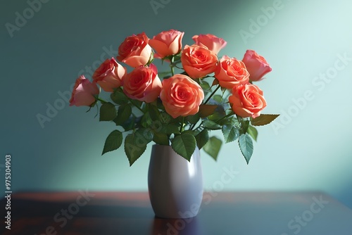 Wallpaper Mural Beautiful Bouquet of Pink Roses in Vase Torontodigital.ca