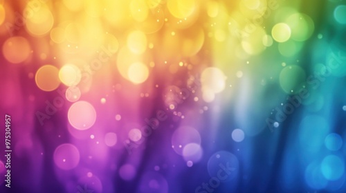 Abstract colorful bokeh background with blurred lights in vibrant shades of purple, yellow, and blue.