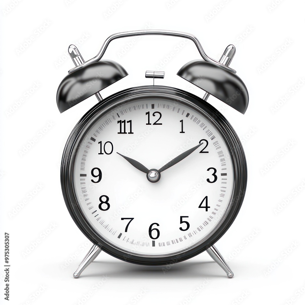 Black alarm clock isolated on white background. Black alarm clock isolated on white background.