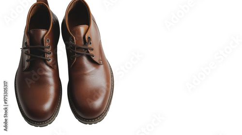 Brown men's leather shoes on transparent background