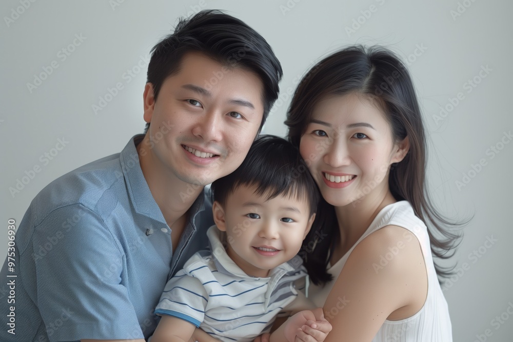 Asian family studio photo with copy space Asian family studio photo with copy space