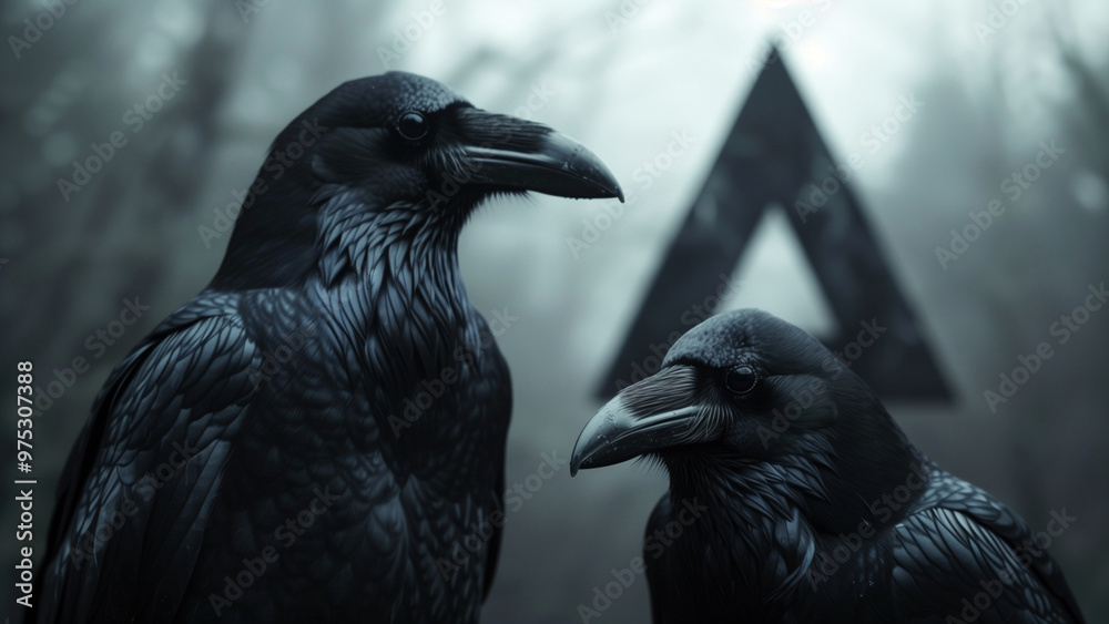 Ravens and geometric shapes in a dark magic setting Ravens and geometric shapes in a dark magic setting