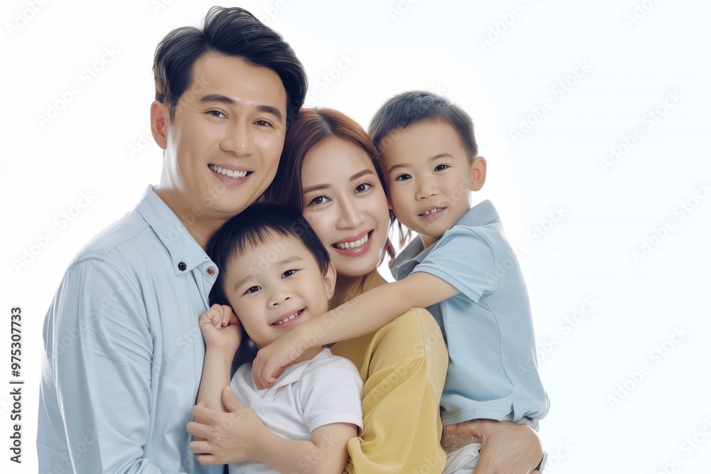Asian family studio photo with copy space Asian family studio photo with copy space