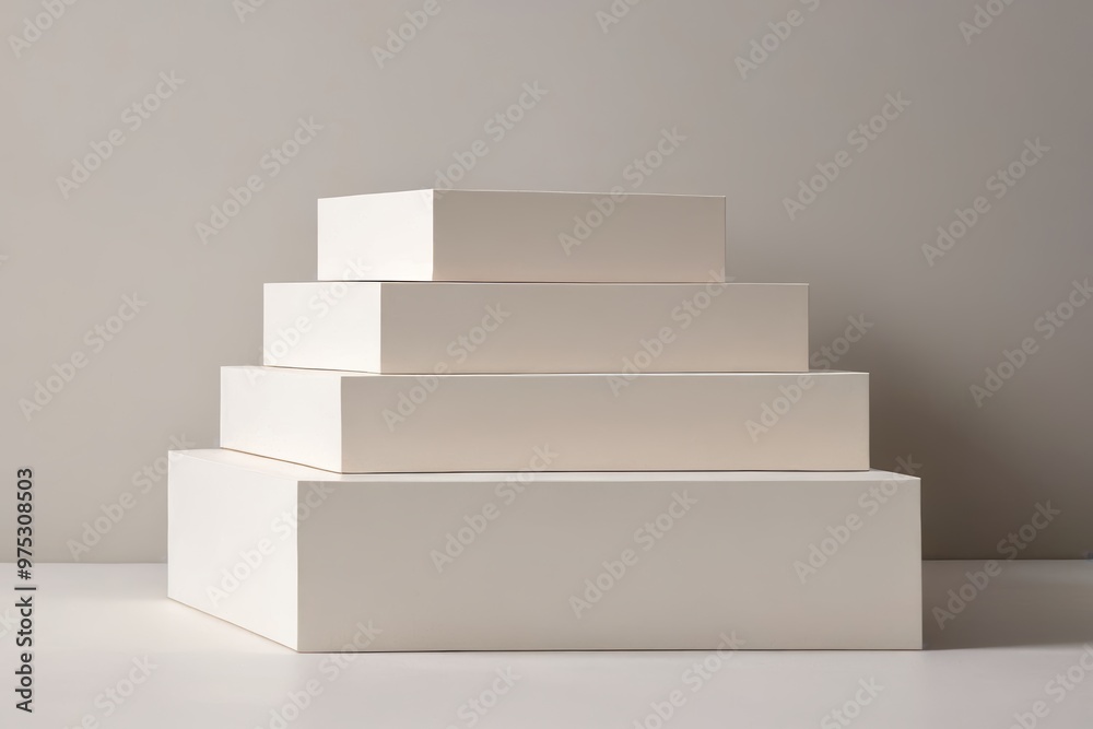 three white boxes stacked on top of each other boxes                           