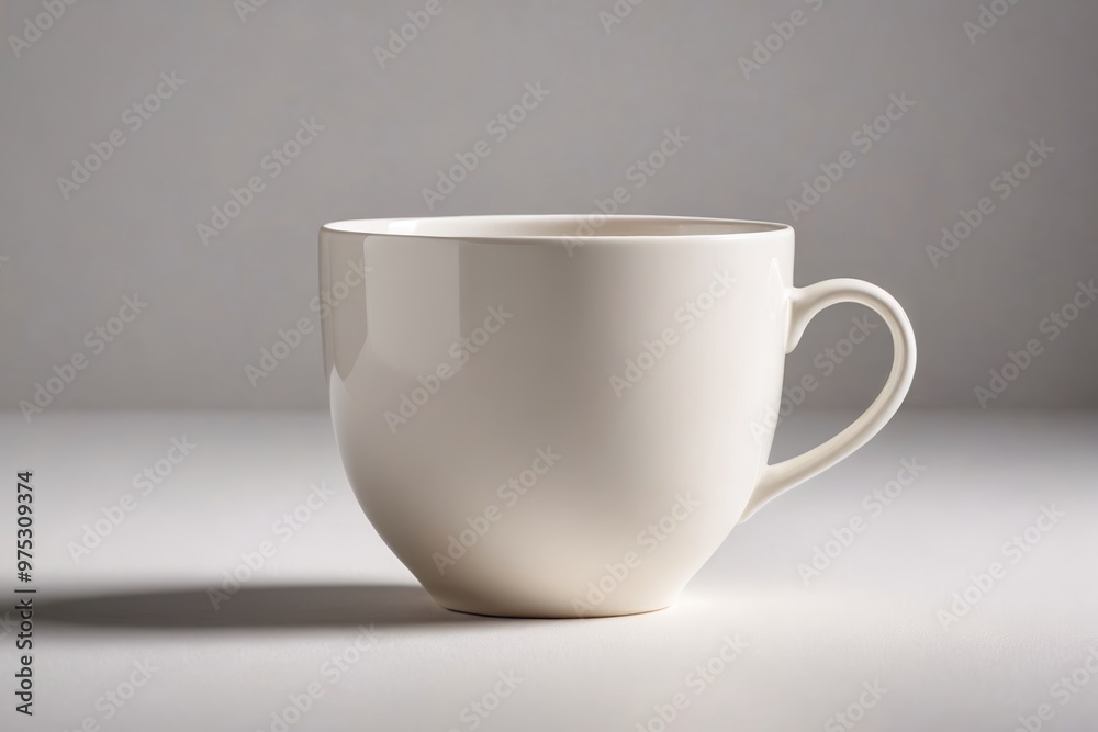 a white cup on a table                               