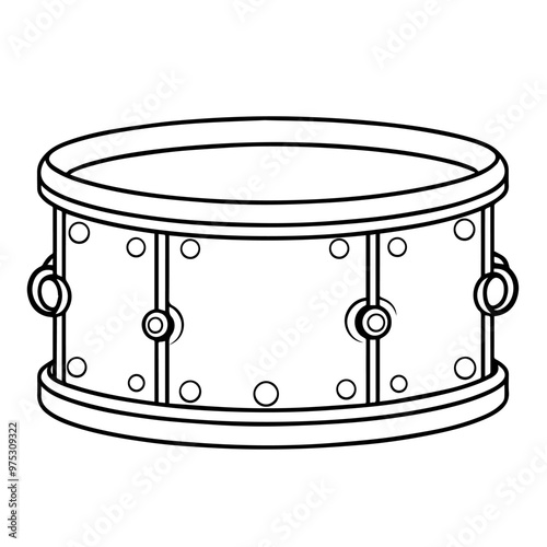 Sleek drum outline icon in vector format for music-themed designs.