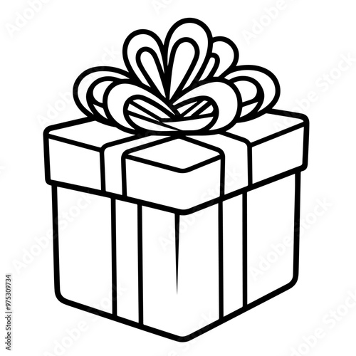 Charming gift box outline icon in vector format for festive designs.
