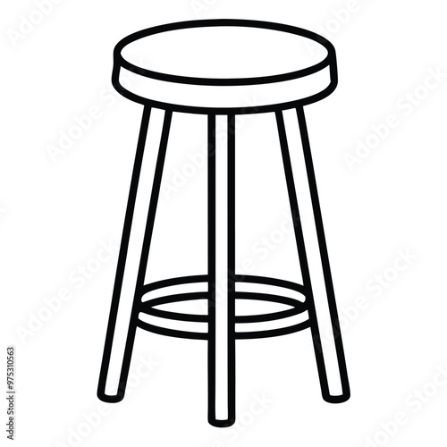 Black Bar Stool Silhouette Vector Icon.