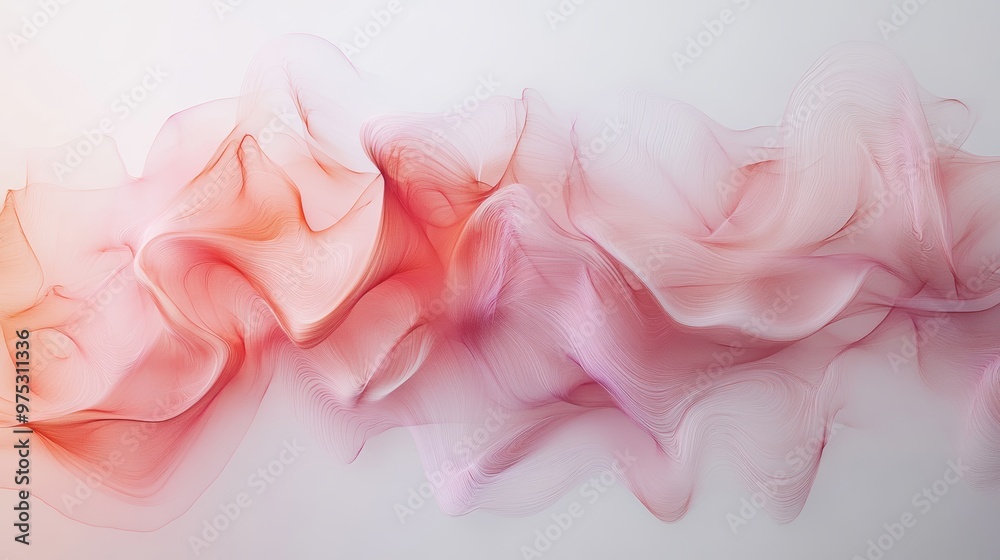 The flamingo art abstract photo of fuzzy shapes of smoke on a white background.