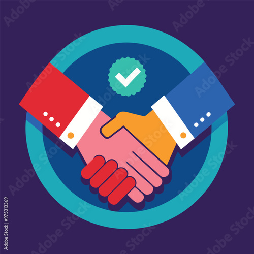 A handshake for partnerships or deals, successfully signed a project cooperation agreement contract, business concept illustration