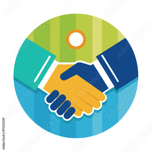 A handshake for partnerships or deals, successfully signed a project cooperation agreement contract, business concept illustration