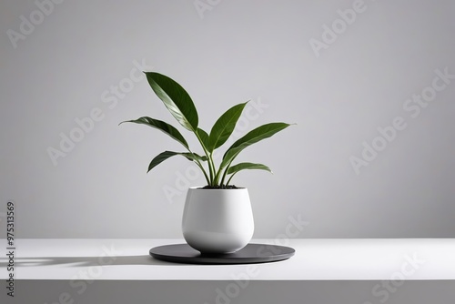 a plant in a white pot on a table 