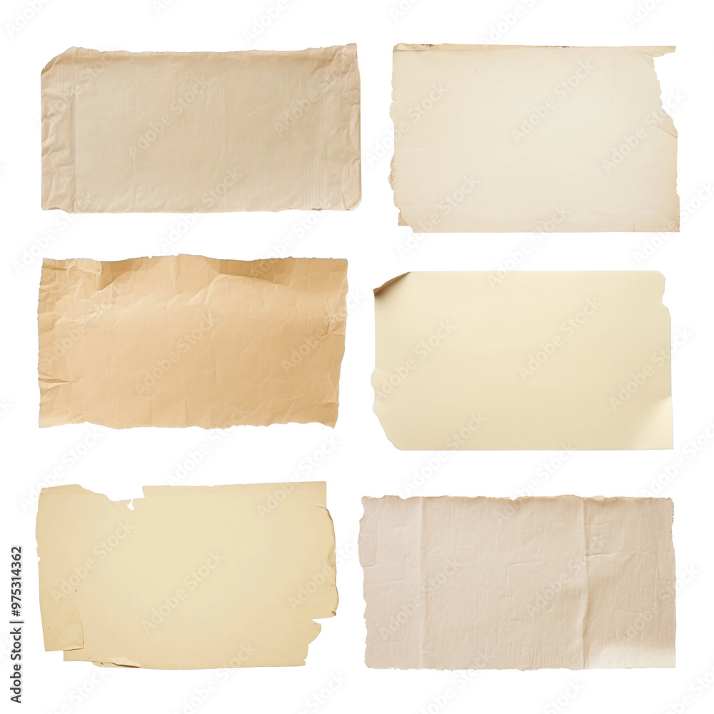 PNG beige torn paper design element set, transparent background PNG beige torn paper design element set, transparent background