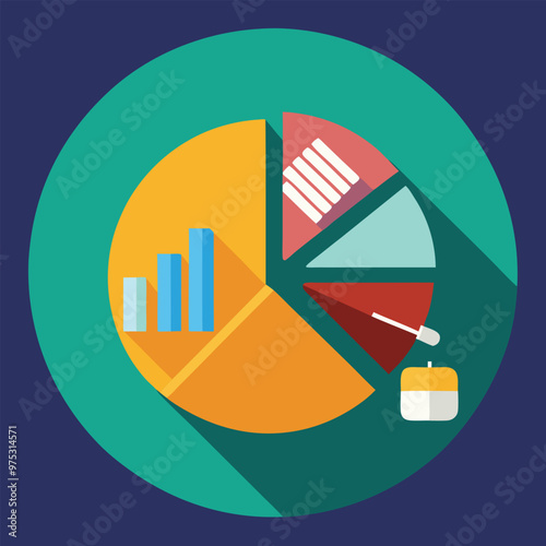 A pie chart for analytics, Statistics Data and Analytics Software
