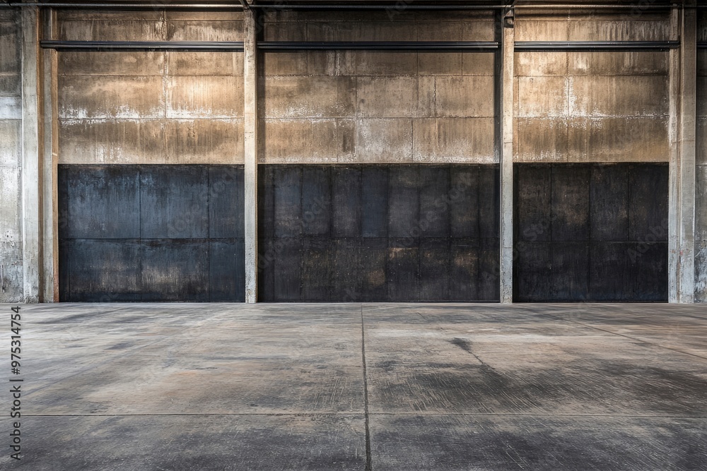Exposed Concrete Wall with Asphalt Floor Background Dark Empty Industrial Garage, ai Exposed Concrete Wall with Asphalt Floor Background Dark Empty Industrial Garage, ai