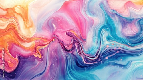 Abstract Swirling Colors Background with a Liquid Flow Texture.