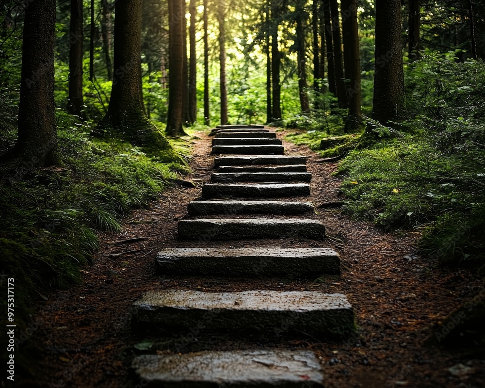 Stone Steps Leading Up Through a Forest a Mystical and Eerie Pathway to the Unknown Stone Steps Leading Up Through a Forest a Mystical and Eerie Pathway to the Unknown