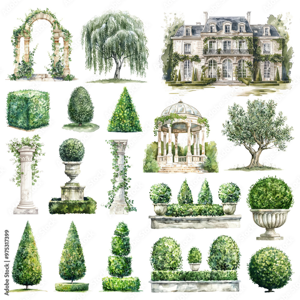 Fototapeta premium PNG Victorian garden element set, transparent background